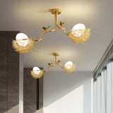 Velmara | Decorative Gold Chandelier with Art Deco Design and White Shades for Elegant Interior Lighting