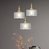 Sorviana | Vintage Style Ribbed Glass Pendant Lamp with Brass Finish for Dining Tables and Kitchen Islands