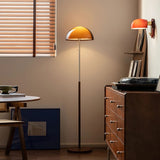 Evelisse | Retro-Inspired Floor Lamp with Amber Dome and Warm Glow