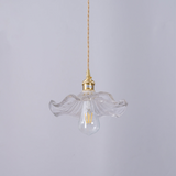 Luvessa | Flower Glass Pendant Light with Brass Finish for Elegant Dining and Bedroom Lighting