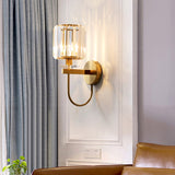 Zaviera | Luxury Gold Crystal Wall Light with E14 Base for Modern Bedroom & Hallway Lighting