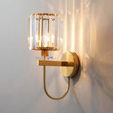 Zaviera | Luxury Gold Crystal Wall Light with E14 Base for Modern Bedroom & Hallway Lighting