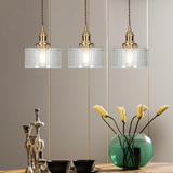 Sorviana | Vintage Style Ribbed Glass Pendant Lamp with Brass Finish for Dining Tables and Kitchen Islands