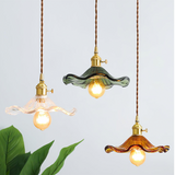 Luvessa | Flower Glass Pendant Light with Brass Finish for Elegant Dining and Bedroom Lighting