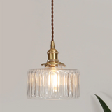 Sorviana | Vintage Style Ribbed Glass Pendant Lamp with Brass Finish for Dining Tables and Kitchen Islands