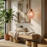 Elvoria | Architectural Glass Pendant Light with Layered Panels and Japandi Minimalist Design