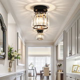 Talrex | Modern Black Flush Mount Ceiling Light with Crystal Shade for Hallway and Living Room