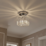 Talrex | Modern Black Flush Mount Ceiling Light with Crystal Shade for Hallway and Living Room