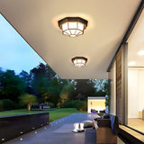 Ravi | Rustic Aluminium and Glass Outdoor Ceiling Light with IP65 Rating, E27, Two Sizes