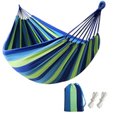 Ura | Striped Fabric Hammock with Rope Loops and Carry Bag, 200 kg Capacity for Garden and Camping