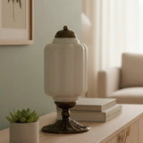Averellea | Vintage Milk Glass Table Light with Bronze Base for Warm Ambient Lighting