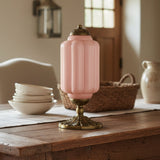 Averellea | Vintage Milk Glass Table Light with Bronze Base for Warm Ambient Lighting