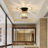 Talrex | Modern Black Flush Mount Ceiling Light with Crystal Shade for Hallway and Living Room