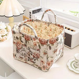 Loea | Country Style Floral Canvas Storage Basket for Clothing, Accessories and Bedroom Use