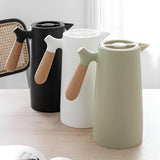 Virexen | Insulated Carafe Stainless Steel Thermal Jug with Wooden Handle for Coffee, Tea and Home Use