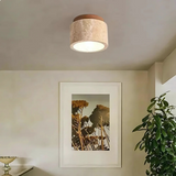 Xylen | Travertine and Wood Ceiling Light for Modern Interiors
