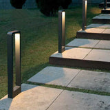 Delor | Contemporary Geometric Aluminium Bollard Light with Warm LED for Garden and Pathway Use