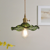 Luvessa | Flower Glass Pendant Light with Brass Finish for Elegant Dining and Bedroom Lighting