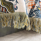 Veldry | Cotton Throw Blanket Floral Jacquard Sofa Blanket with Tassels for Living Room and Bedroom Decor
