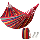 Ura | Striped Fabric Hammock with Rope Loops and Carry Bag, 200 kg Capacity for Garden and Camping