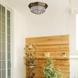 Ravi | Rustic Aluminium and Glass Outdoor Ceiling Light with IP65 Rating, E27, Two Sizes