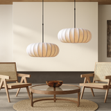 Noreviah | Wabi-Sabi Silk Pendant Light with Fabric Shade for Dining Rooms and Living Spaces