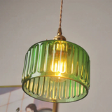 Sorviana | Vintage Style Ribbed Glass Pendant Lamp with Brass Finish for Dining Tables and Kitchen Islands