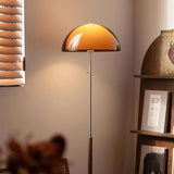 Evelisse | Retro-Inspired Floor Lamp with Amber Dome and Warm Glow