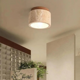 Xylen | Travertine and Wood Ceiling Light for Modern Interiors
