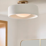 Velari | Minimalist Porcelain Flush Mount Ceiling Light with Gold Finish for Kitchens, Bedrooms & Hallways