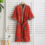 Kavyn | Lightweight Cotton Bathrobe with Vintage Print and Soft Comfort