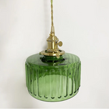 Sorviana | Vintage Style Ribbed Glass Pendant Lamp with Brass Finish for Dining Tables and Kitchen Islands