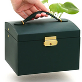 Sirae | Three-Drawer Faux Leather Jewellery Box in Green, Black, Pink and White for Dressing Table