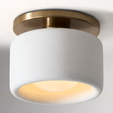 Velari | Minimalist Porcelain Flush Mount Ceiling Light with Gold Finish for Kitchens, Bedrooms & Hallways