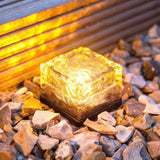 Aveloir | Solar Powered Glass Cube Light with Water Ripple LED Pattern for Garden and Patio
