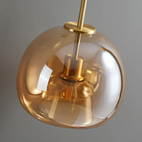 Noraya | Modern Copper Glass Ceiling Light with E27 Fitting for Hallway and Bedroom Lighting