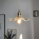 Luvessa | Flower Glass Pendant Light with Brass Finish for Elegant Dining and Bedroom Lighting