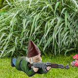 Marain | Military Garden Gnome Statue in Resin with Camouflage Outfit for Garden, Patio and Balcony