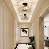 Talrex | Modern Black Flush Mount Ceiling Light with Crystal Shade for Hallway and Living Room