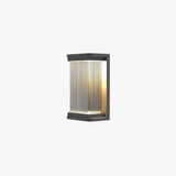 Ravon | Modernist Outdoor Wall Light in Black Metal with Ribbed Shade for Courtyard and Patio Use
