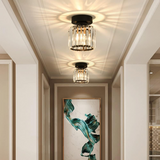 Talrex | Modern Black Flush Mount Ceiling Light with Crystal Shade for Hallway and Living Room