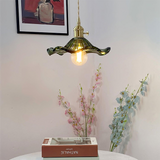 Luvessa | Flower Glass Pendant Light with Brass Finish for Elegant Dining and Bedroom Lighting