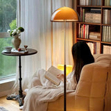 Evelisse | Retro-Inspired Floor Lamp with Amber Dome and Warm Glow
