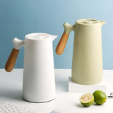 Virexen | Insulated Carafe Stainless Steel Thermal Jug with Wooden Handle for Coffee, Tea and Home Use