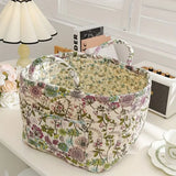 Loea | Country Style Floral Canvas Storage Basket for Clothing, Accessories and Bedroom Use