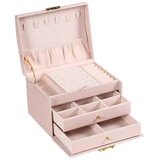 Sirae | Three-Drawer Faux Leather Jewellery Box in Green, Black, Pink and White for Dressing Table