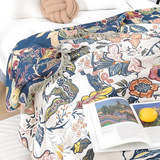 Veldry | Cotton Throw Blanket Floral Jacquard Sofa Blanket with Tassels for Living Room and Bedroom Decor