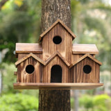Amelior | Rustic Wooden Hanging Birdhouse with Six Entry Holes for Garden, Patio and Balcony
