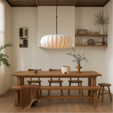 Noreviah | Wabi-Sabi Silk Pendant Light with Fabric Shade for Dining Rooms and Living Spaces