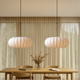 Noreviah | Wabi-Sabi Silk Pendant Light with Fabric Shade for Dining Rooms and Living Spaces